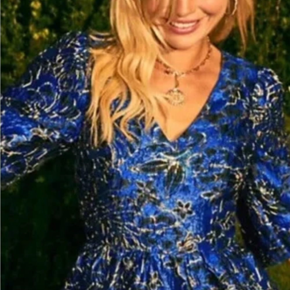 Lilly Pulitzer Blue Bishop Sleeve Cocktail Sundress